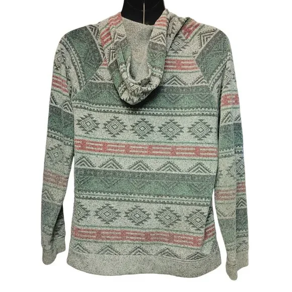 Carbon Men's Tribal Pattern Hooded Sweater Large - Picture 2 of 4